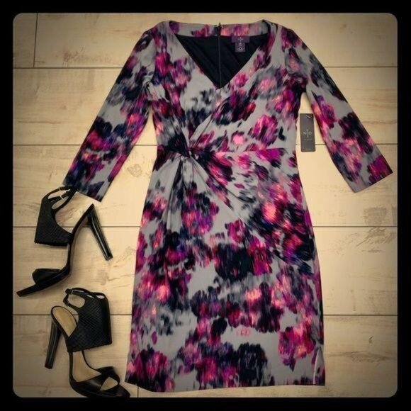 NYDJ Sylvia Printed Berry Tweed Dress, 10P NWT - Picture 1 of 7